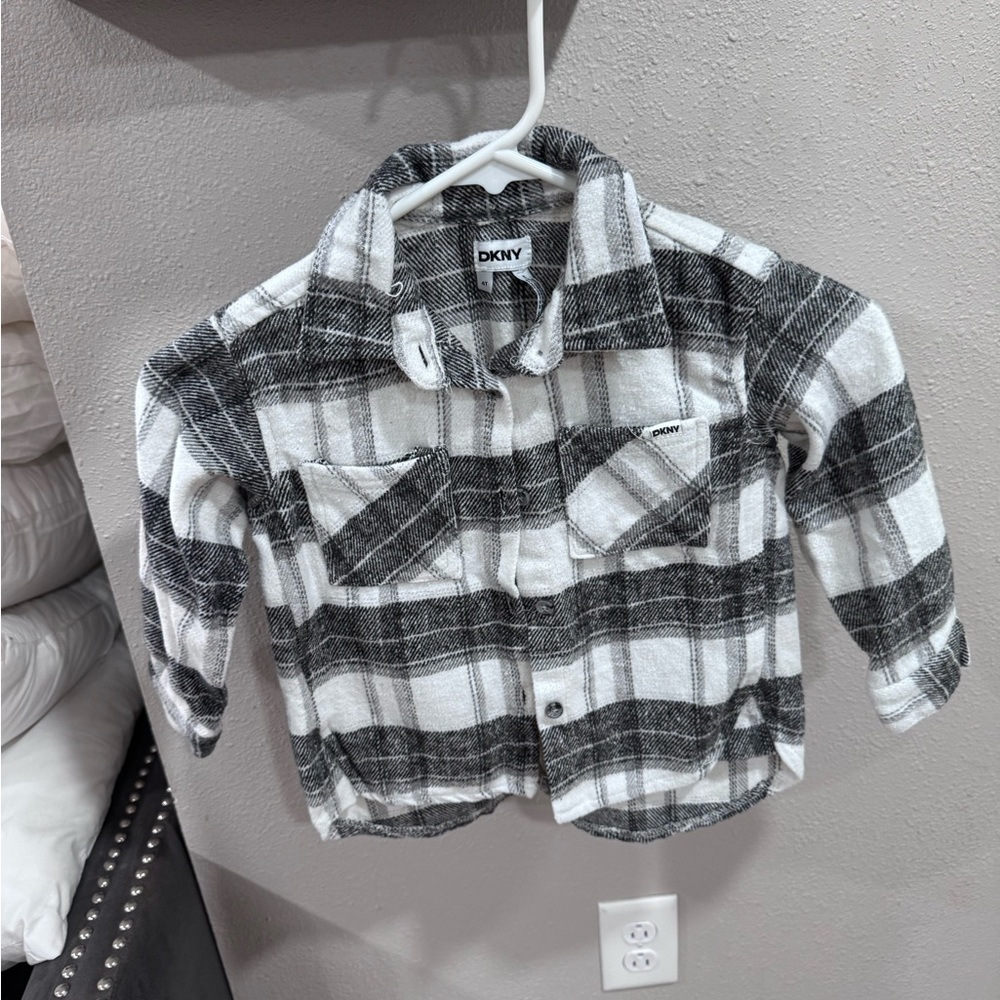DKNY Kids Plaid Shirt - Black and White